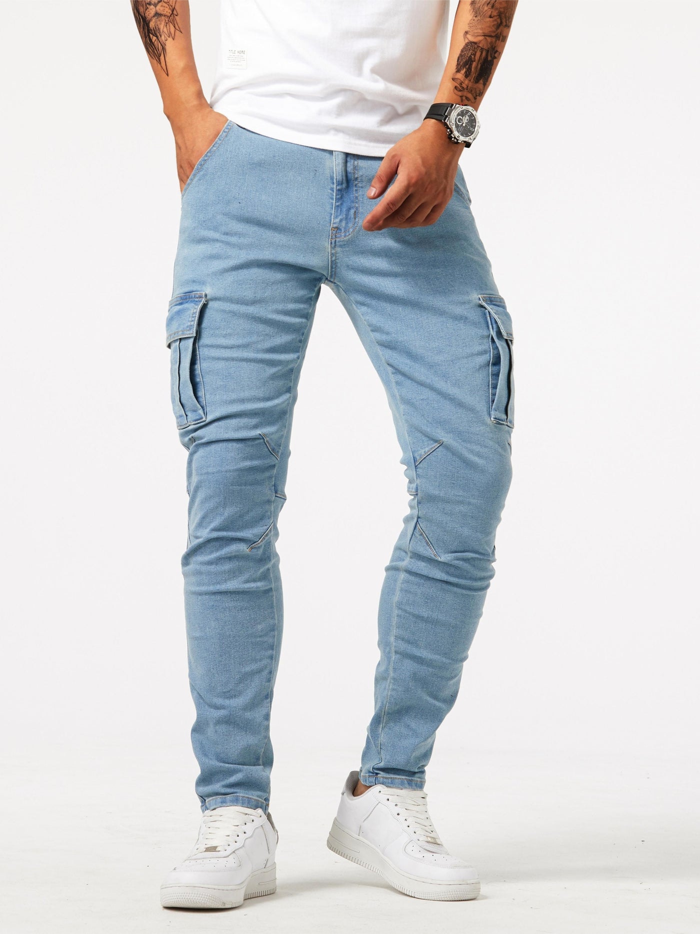 Veyro | Denim Cargo Pants