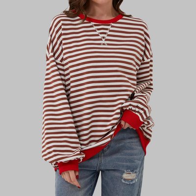 Nerina | Casual Long Sleeve Round Neck Striped Sweatshirt