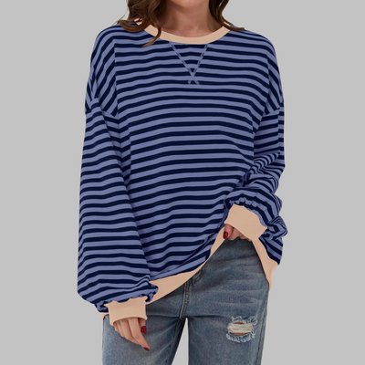 Nerina | Casual Long Sleeve Round Neck Striped Sweatshirt