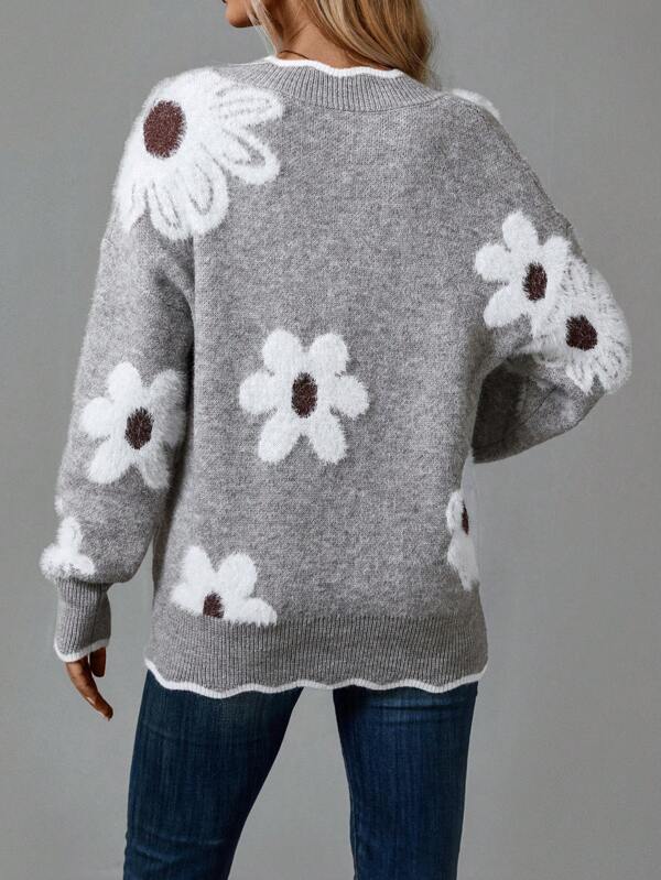 Thea | V-Neck Floral Sweater
