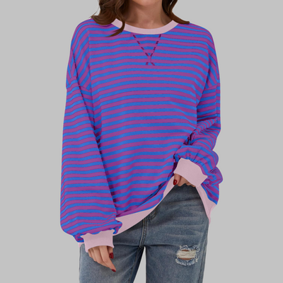 Nerina | Casual Long Sleeve Round Neck Striped Sweatshirt