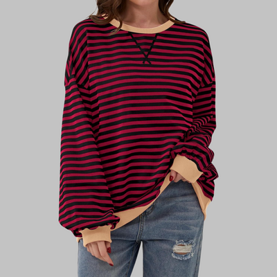 Nerina | Casual Long Sleeve Round Neck Striped Sweatshirt