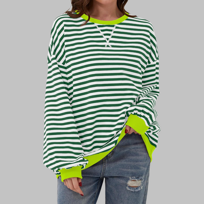 Nerina | Casual Long Sleeve Round Neck Striped Sweatshirt
