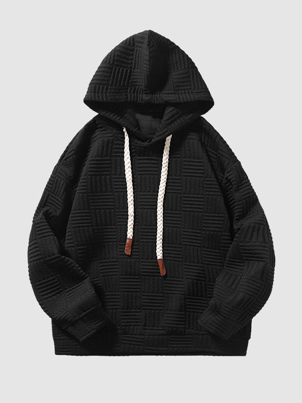 Davie | Men's Geometric Texture Loose Fit Jacquard  Hoodie