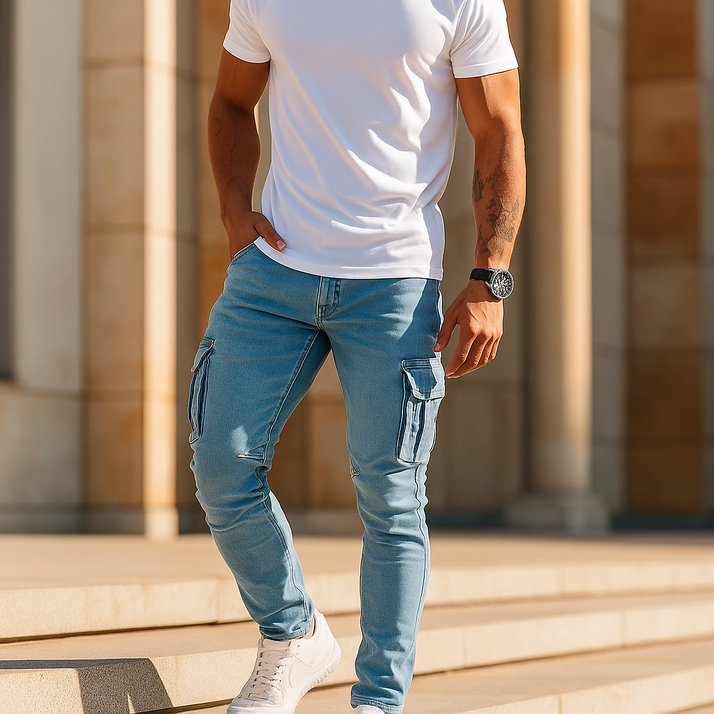 Veyro | Denim Cargo Pants