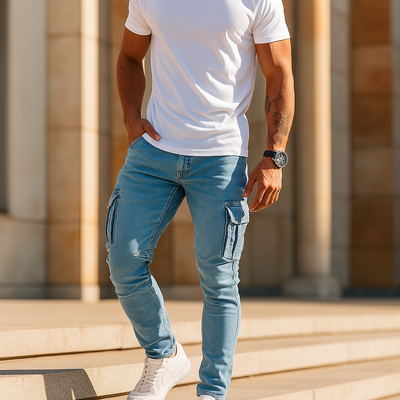 Veyro | Denim Cargo Pants