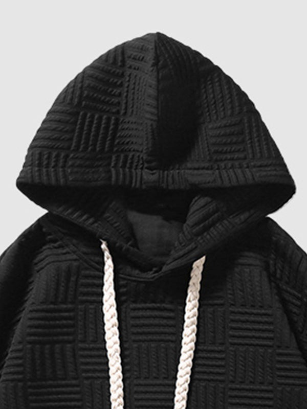 Davie | Men's Geometric Texture Loose Fit Jacquard  Hoodie