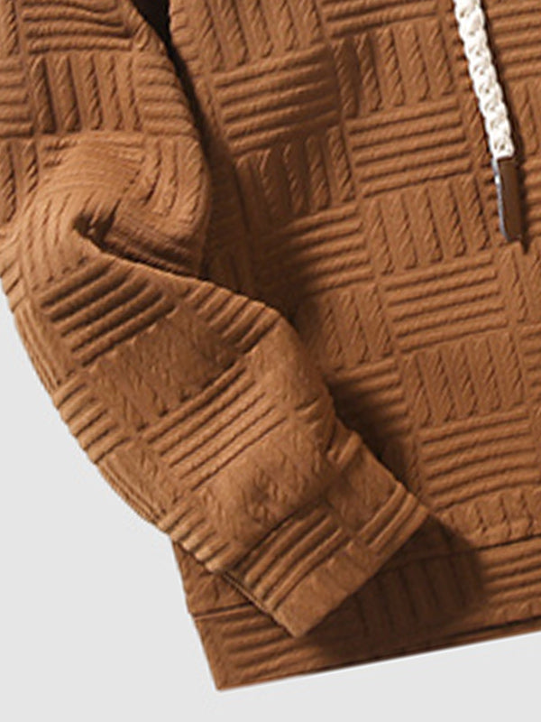 Davie | Men's Geometric Texture Loose Fit Jacquard  Hoodie