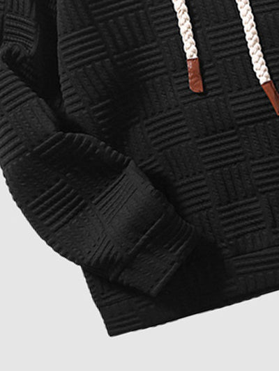 Davie | Men's Geometric Texture Loose Fit Jacquard  Hoodie