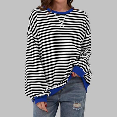 Nerina | Casual Long Sleeve Round Neck Striped Sweatshirt