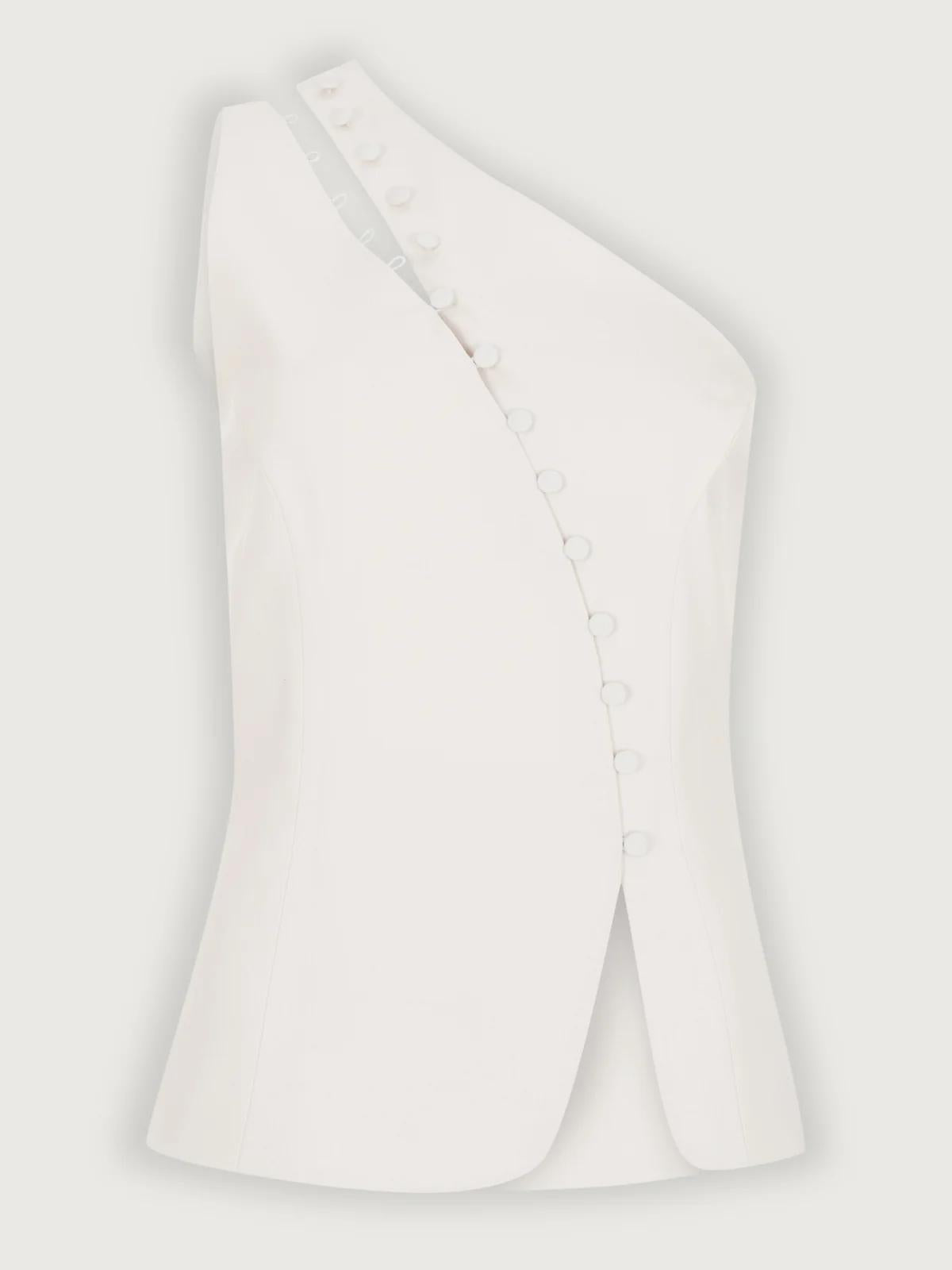 Lunara | One-Shoulder Button Detail Top