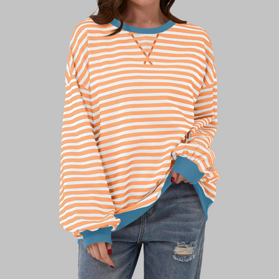 Nerina | Casual Long Sleeve Round Neck Striped Sweatshirt