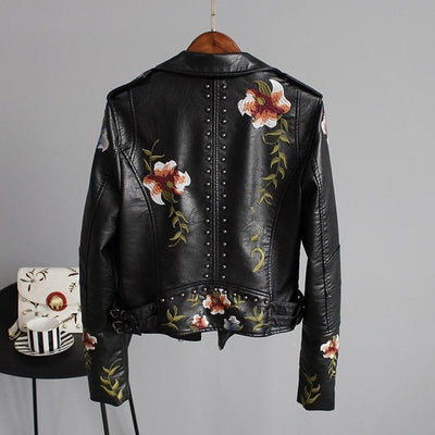 Raven | Stylish Embroidered Leather Jacket