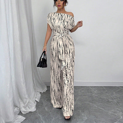 Kendi | Classy Wide-Leg Oblique Strap Jumpsuit