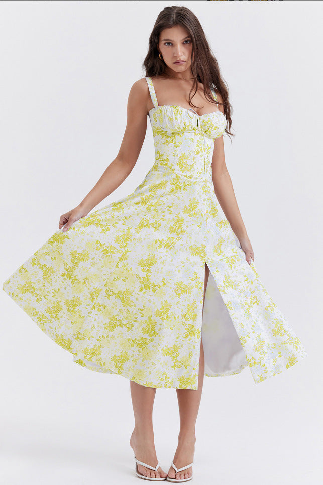 Oprah | Casual Lace-Up Square Neck Midi Dress