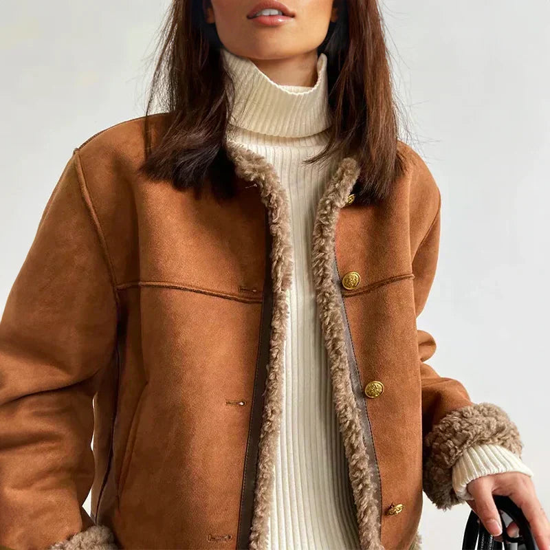 Sylvia | Shearling Button Jacket