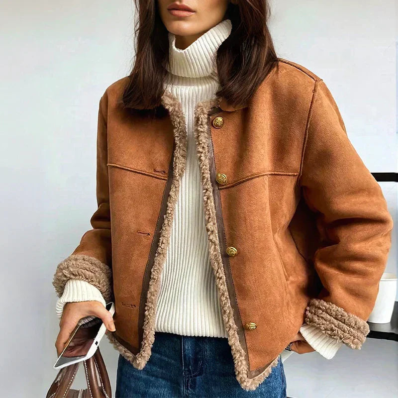 Sylvia | Shearling Button Jacket