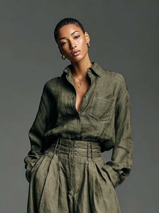 Emma | Long-Sleeve Shirt and Wide-Leg Pants