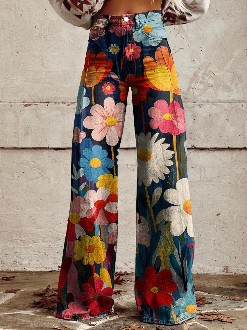 LÉNA | Floral Wide-Leg Trousers