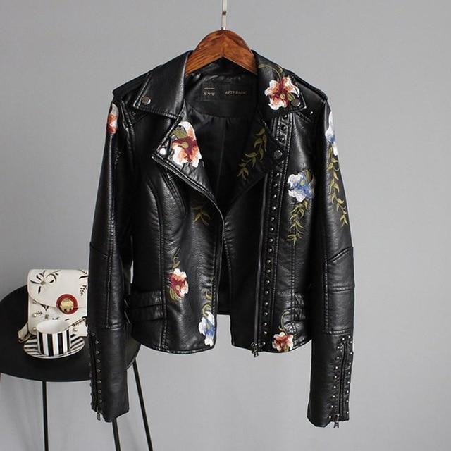 Raven | Stylish Embroidered Leather Jacket