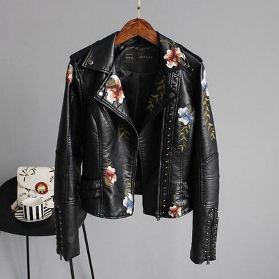 Raven | Stylish Embroidered Leather Jacket